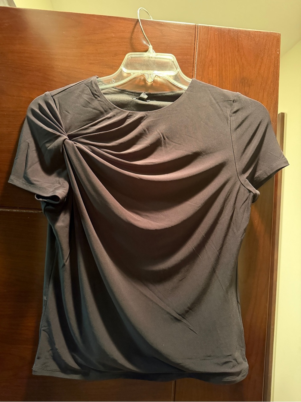 Brand New Express Women’s Short Sleeve Draped Front Top - Black